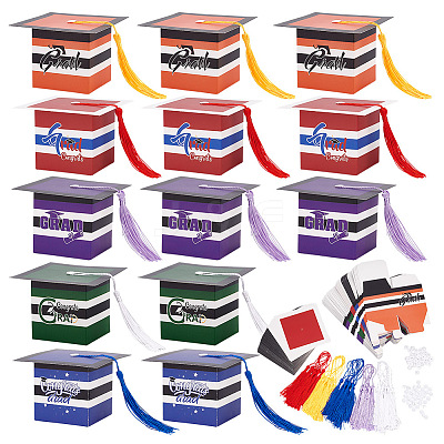 40 Sets 5 Colors Graduation Cap Paper Folding Gift Boxes CON-GA0001-13-1