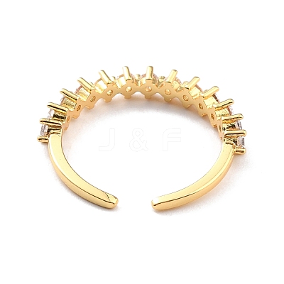 Clear Cubic Zirconia Open Cuff Ring for Women RJEW-C018-03G-1