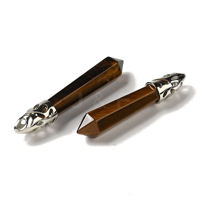 Natural Tiger Eye Pointed Big Pendants G-Z055-01P-17-1