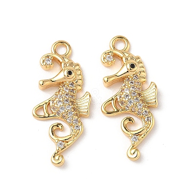 Brass Micro Pave Clear Cubic Zirconia Pendants KK-D504-14G-1