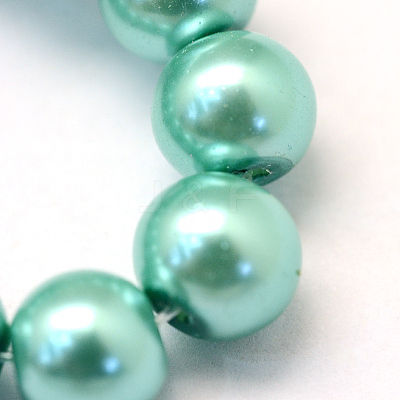 Baking Paint Pearlized Glass Pearl Round Bead Strands HY-Q330-8mm-32-1