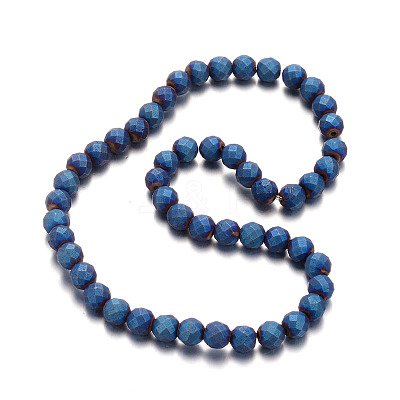 Frosted Electroplated Non-magnetic Synthetic Hematite Bead Strands G-E304-54-1