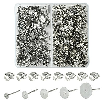 200Pcs 5 Sizes 304 Stainless Steel Stud Earring Findings STAS-YW0001-74P-1