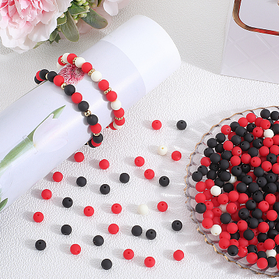 500Pcs Rubberized Style Imitated Silicone Acrylic Beads MACR-SP0001-07B-1
