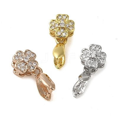 Rack Plating Brass Micro Pave Clear Cubic Zirconia Ice Pick Pinch Bails KK-K340-11-1
