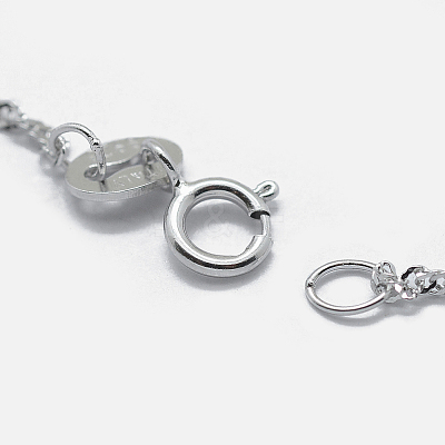 Anti-Tarnish Rhodium Plated 925 Sterling Silver Singapore Chain Necklaces STER-F039-45cm-06P-1