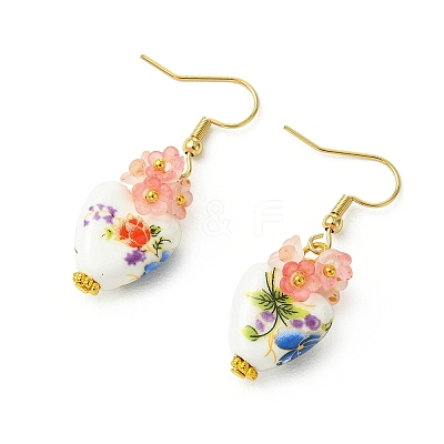 Handmade Porcelain & Acrylic Beads Dangle Earrings for Women EJEW-JE07329-1