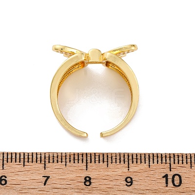 Brass Micro Pave Clear Cubic Zirconia Cuff Rings for Women RJEW-U043-06G-1