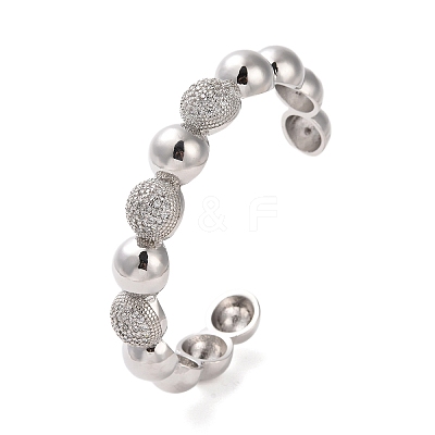 Brass Micro Pave Cubic Zirconia Cuff Bangle BJEW-K239-01P-1