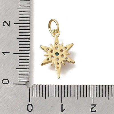 Brass Micro Pave Cubic Zirconia Snaowflake Pendants KK-D431-041A-G-1