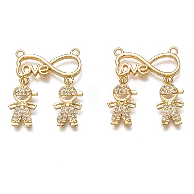 Brass Micro Pave Clear Cubic Zirconia Pendant Links ZIRC-C020-33G-1