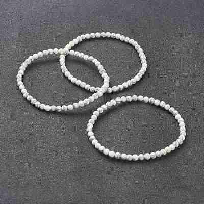 Synthetic Howlite Beaded Stretch Bracelets BJEW-D446-A-10-1