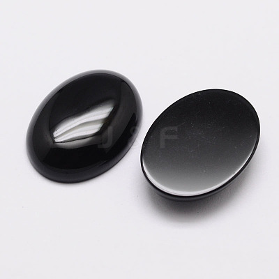 Oval Natural Dyed & Heated Black Agate Cabochons G-K020-18x13mm-01-1