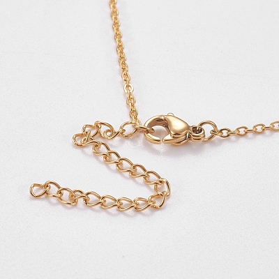 304 Stainless Steel Initial Pendant Necklaces NJEW-L155-14-1