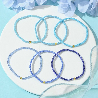 Gradient Color Glass Seed Beaded Stretch Bracelet Sets BJEW-MZ00101-01-1