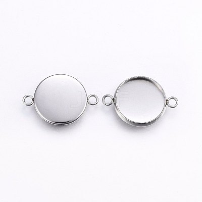 Tarnish Resistant 304 Stainless Steel Cabochon Connector Settings X-STAS-I095-28P-D-1