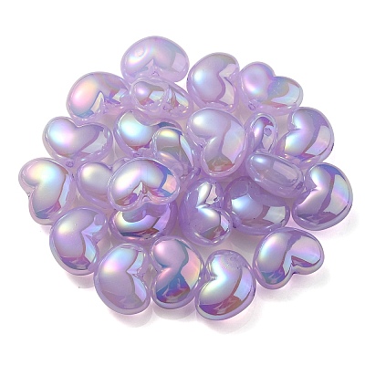 UV Plating Rainbow Iridescent Imitation Jelly Acrylic Beads X-OACR-C007-08A-1