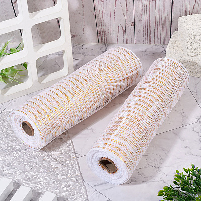 2 Rolls PP Decor Mesh Ribbon with Metallic Foil for Wreath Swags Party Decoration OCOR-TA0003-40-1