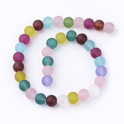 Frosted Glass Beads Strands FGLA-MSMC001-02-1