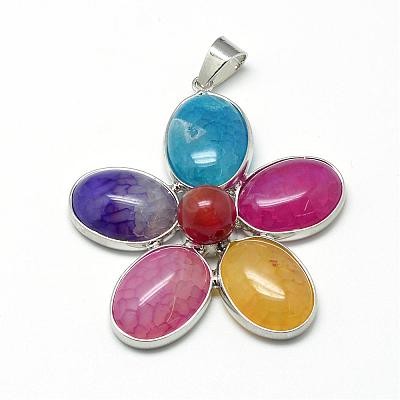 Natural Agate Big Pendants G-Q494-25P-1