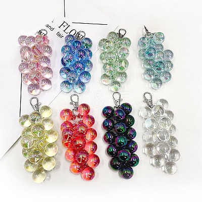 100Pcs 10 Colors UV Plating Rainbow Iridescent Transparent Acrylic Pendants PACR-CJ0001-31-1