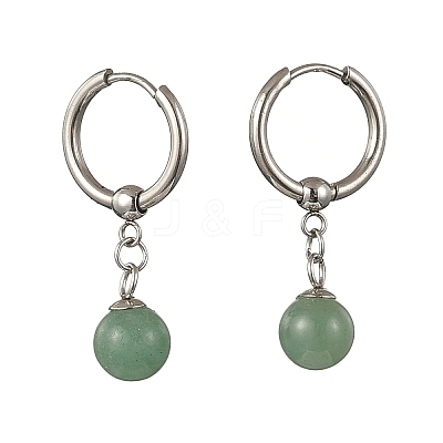 Natuarl Mixed Stone Round Hoop Earrings EJEW-JE06593-1