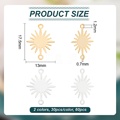 60Pcs 2 Colors Brass Connector Charms KK-BC0013-88-1