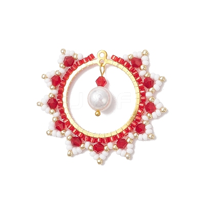 Glass Seed Beaded Sun Pendants PALLOY-MZ00857-02-1