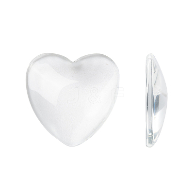 Transparent Glass Heart Cabochons GGLA-R021-25mm-1