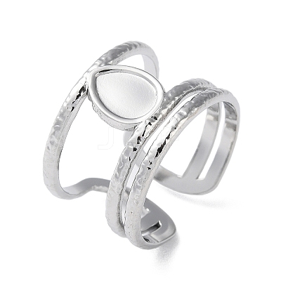 Non-Tarnish 304 Stainless Steel Open Cuff Ring Components X-STAS-Q308-06P-1