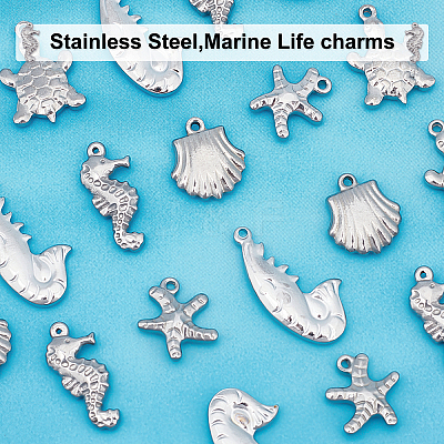 20Pcs 5 Style 201 & 304 Stainless Steel Charms STAS-UN0029-47-1