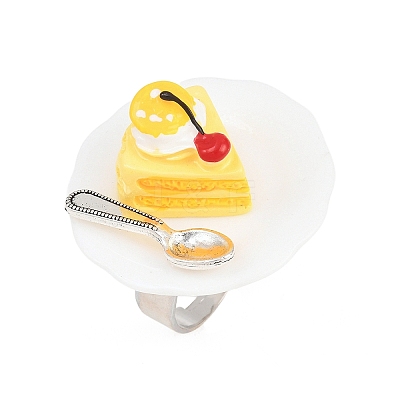 Afternoon Tea Resin & Plastic Adjustable Finger Rings for Women LS-RJEW-K317-01B-1