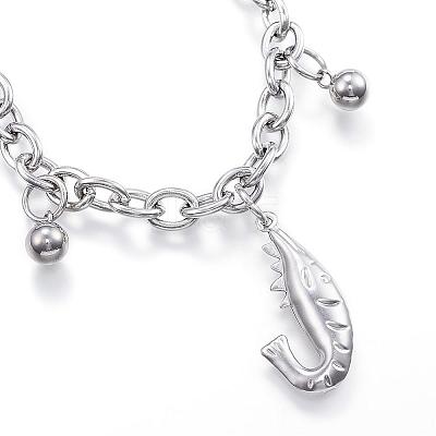 Tarnish Resistant 304 Stainless Steel Charm Bracelets BJEW-G544-21P-1