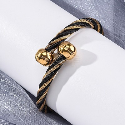 304 Stainless Steel Torque Bangles for Women BJEW-P310-22G-1