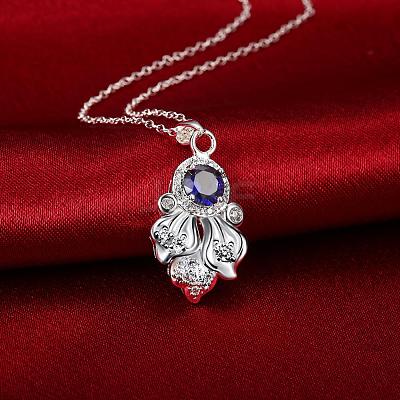 Silver Plated Brass Fish Pendant Necklaces for Women NJEW-BB01659-A-1