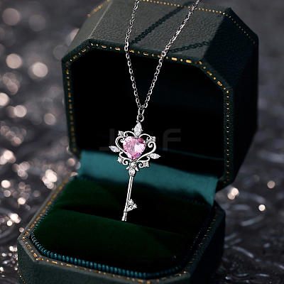 Key 925 Sterling Silver Micro Pave Cubic Zirconia Pendant Necklaces FS-WG0FCDD-01-1