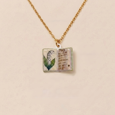 Brass Enamel Book Pendant Necklaces for Women KK-CBAF5B9-01G-05-1