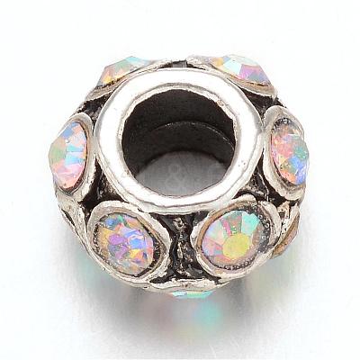 Rondelle Tibetan Style Alloy Rhinestone European Large Hole Beads MPDL-F017-12I-1