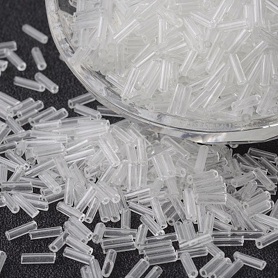 Transparent Glass Bugle Beads SEED-K001-D05-1-1