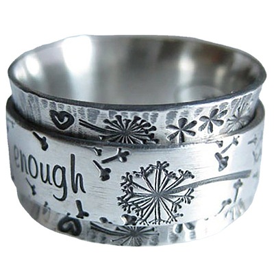 Dandelion with Word Pattern Alloy Finger Rings FS-WG2A4E2-05-1