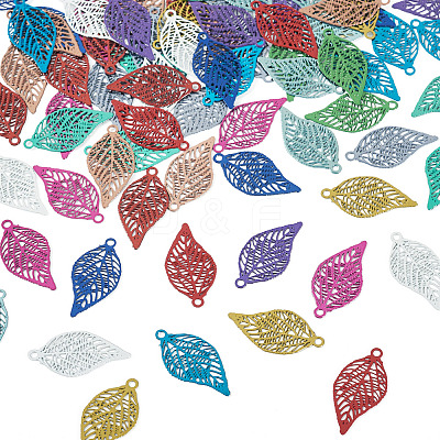 91Pcs 13 Colors Spray Paint 430 Stainless Steel Pendants STAS-TA0006-05-1