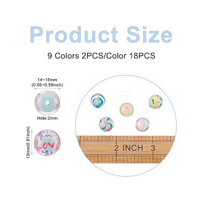 18Pcs 9 Colors Transparent Acrylic Enamel Beads TACR-TA0001-15-1