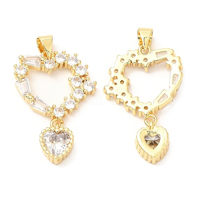 Rack Plating Brass Micro Pave Cubic Zirconia Pendants KK-A185-25G-1