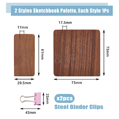 2Pcs 2 Styles Wood Magnetic Flip Top Paintbox AJEW-DC0001-26-1