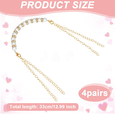 Glass Pearl Beads High-heeled Shoelaces HJEW-OC00059-1