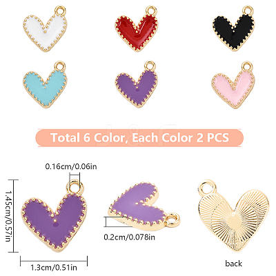 12Pcs 6 Colors Rack Plating Alloy Enamel Charms ENAM-YW0004-62-1