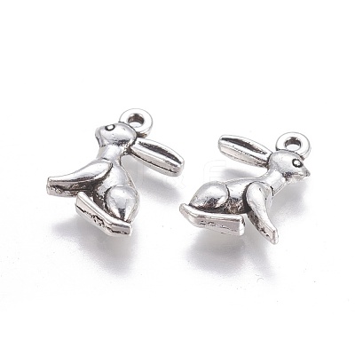 Tibetan Style Alloy Rabbit Pendants X-TIBEP-1437-AS-LF-1