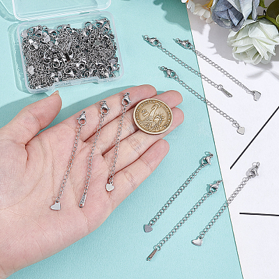 60Pcs 3 Styles 304 Stainless Steel Chain Extender STAS-UN0064-63-1