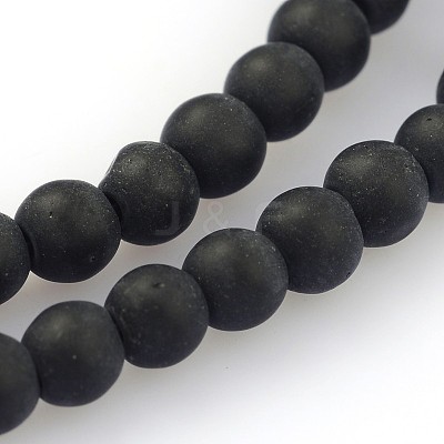 Frosted Glass Round Bead Strands GLAA-J064-4mm-02-1