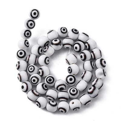 Handmade Evil Eye Lampwork Round Bead Strands LAMP-L055-6mm-1